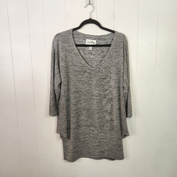 Joseph Ribkoff Slinky Red 3/4 Sleeves Top Stretchy Tunic Layered Dressy Size 10 - Picture 3 of 10